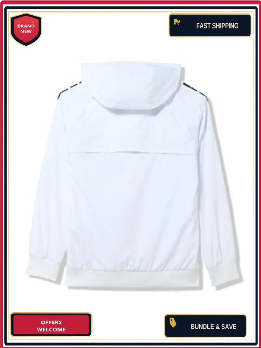 Boys Lightweight Windbreaker Jacket Hooded Pullover with Zipper Pockets